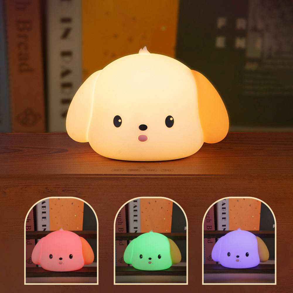 Spotted Puppy Night Light soft silicone kids lamp with color-changing glow and cute puppy design