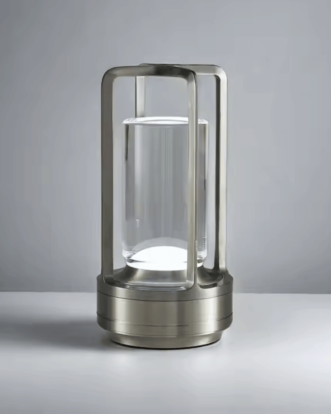 LumiHikari Crystal Lantern Lamp with aviation-grade aluminum frame and minimalist cordless design emitting soft ambient light