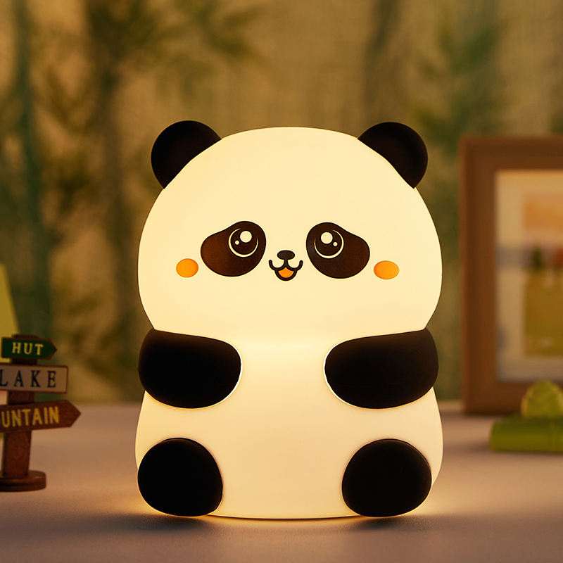 Cute panda night light emitting soft warm glow, squishy and safe for kids, perfect gift for babies and girls